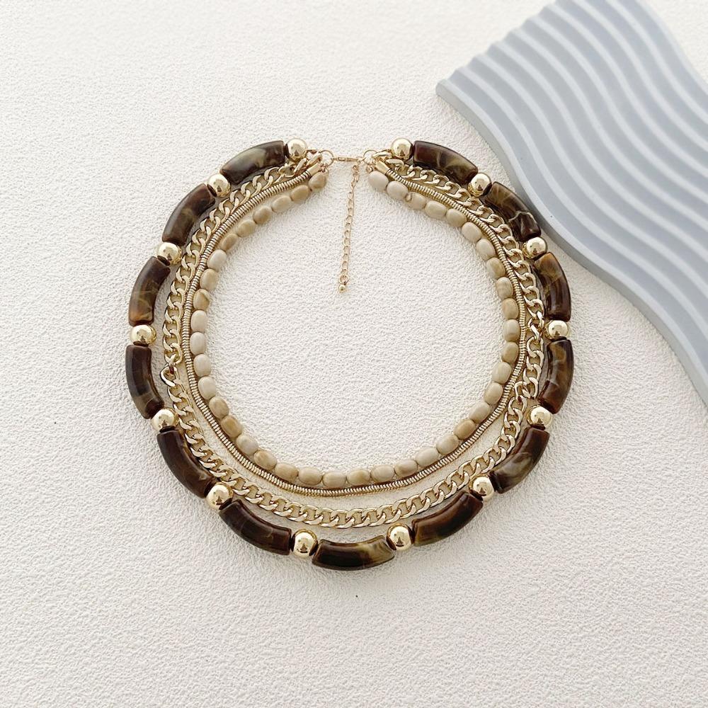 Темно-коричневое многослойное ожерелье, длинное ожерелье из бисера, модное бохо-женское ожерелье