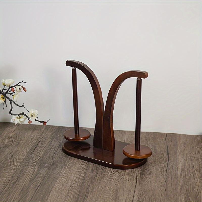 Двухосная деревянная стойка для пряжи с магнитным съемным основанием, вращающийся держатель плетеной проволоки - светло-коричневое и темно-коричневое дерево