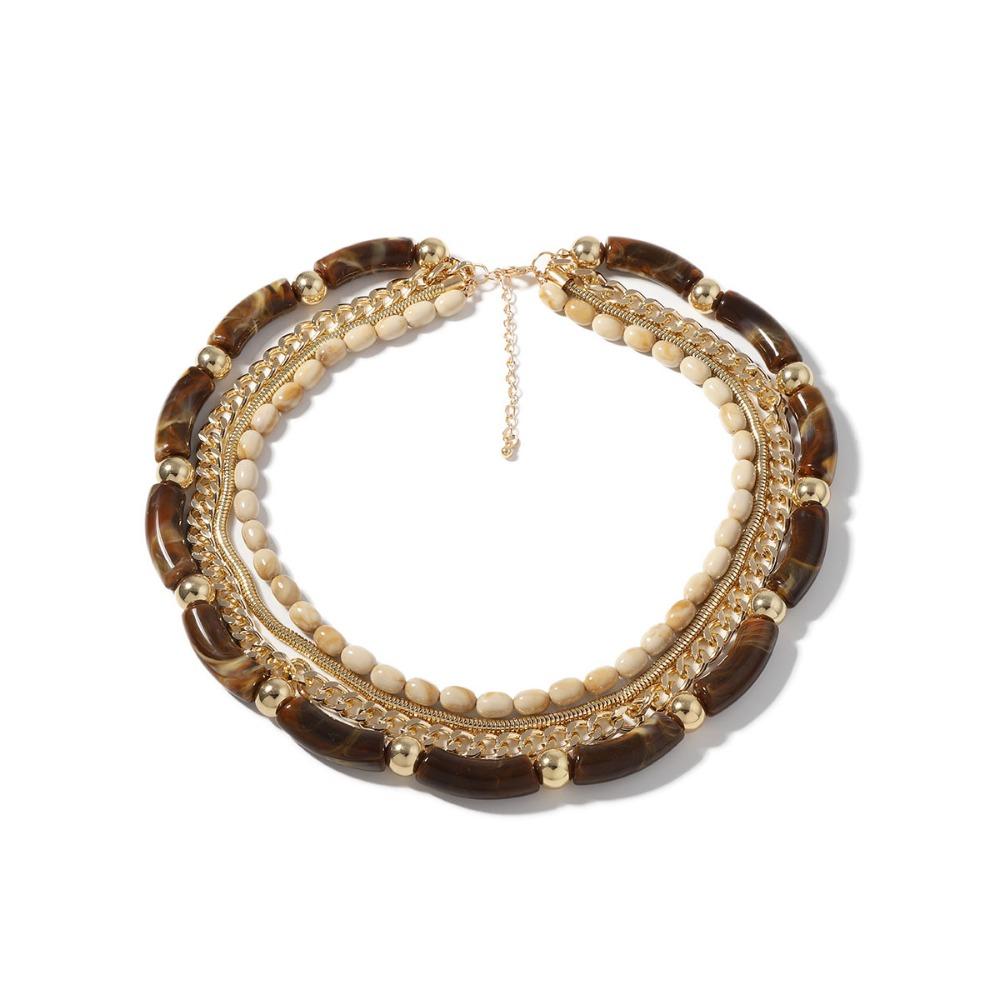 Темно-коричневое богемное ожерелье ретро-бусины креативное многослойное ожерелье для вечеринки